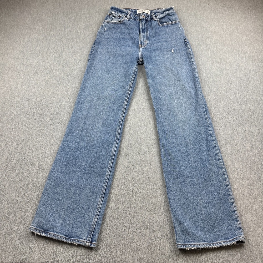 Abercrombie & Fitch Jeans Womens 24x30 Blue Relaxed Straight High Rise Pants